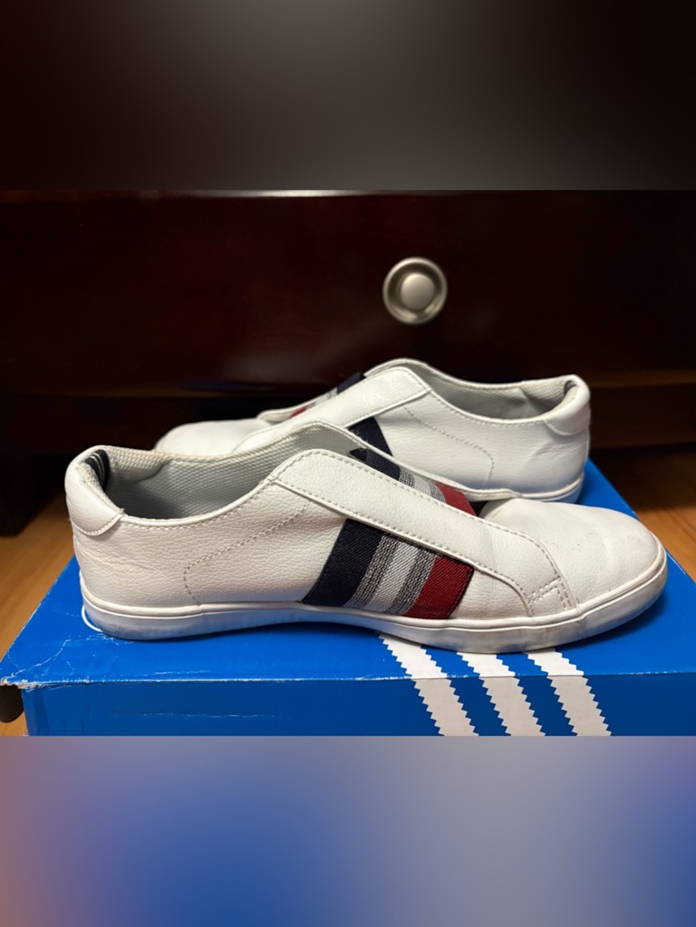 Nautica White Espadrilles with Navy and Red Stripe